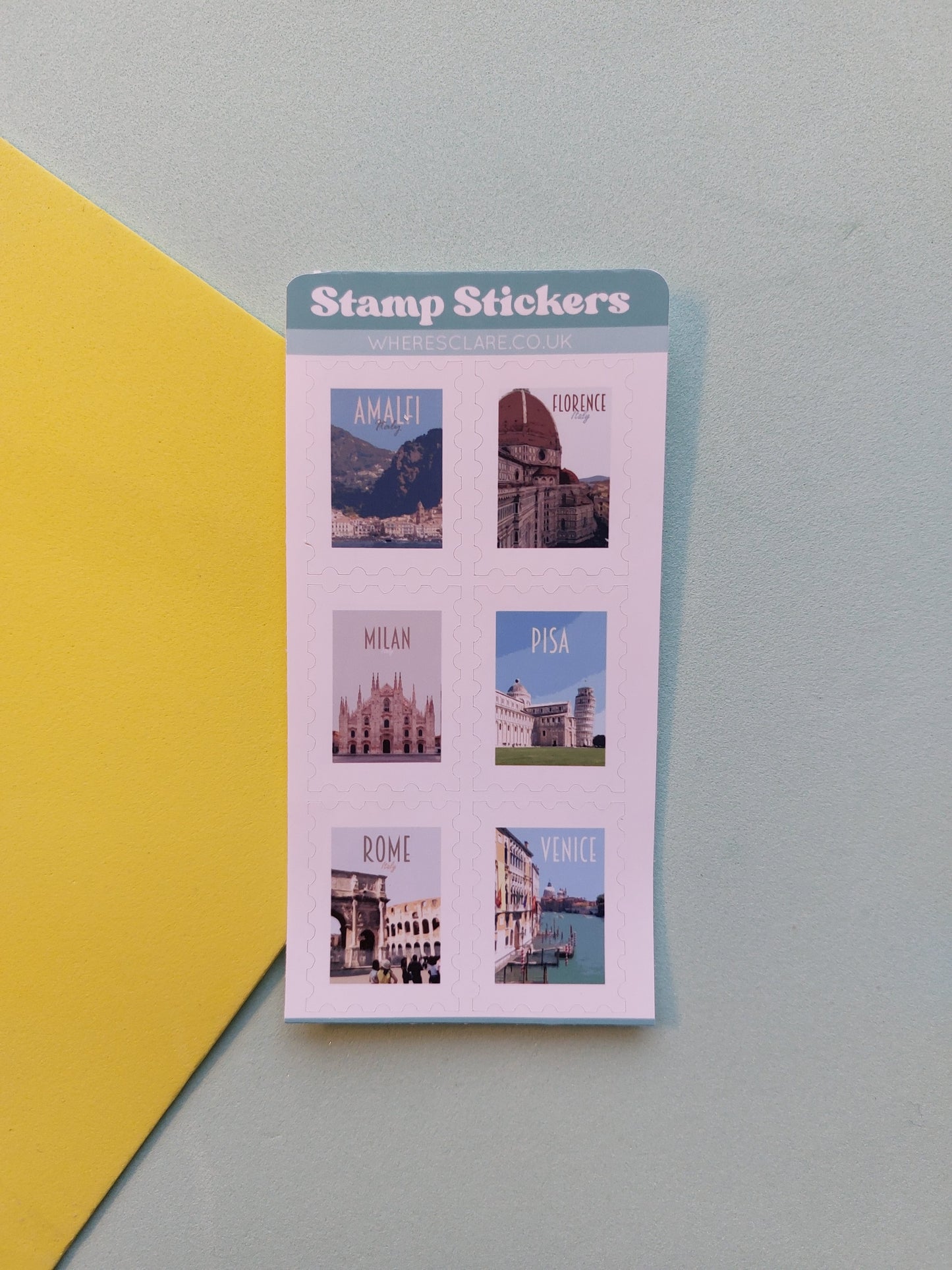 Italy Stamp Sticker Sheet