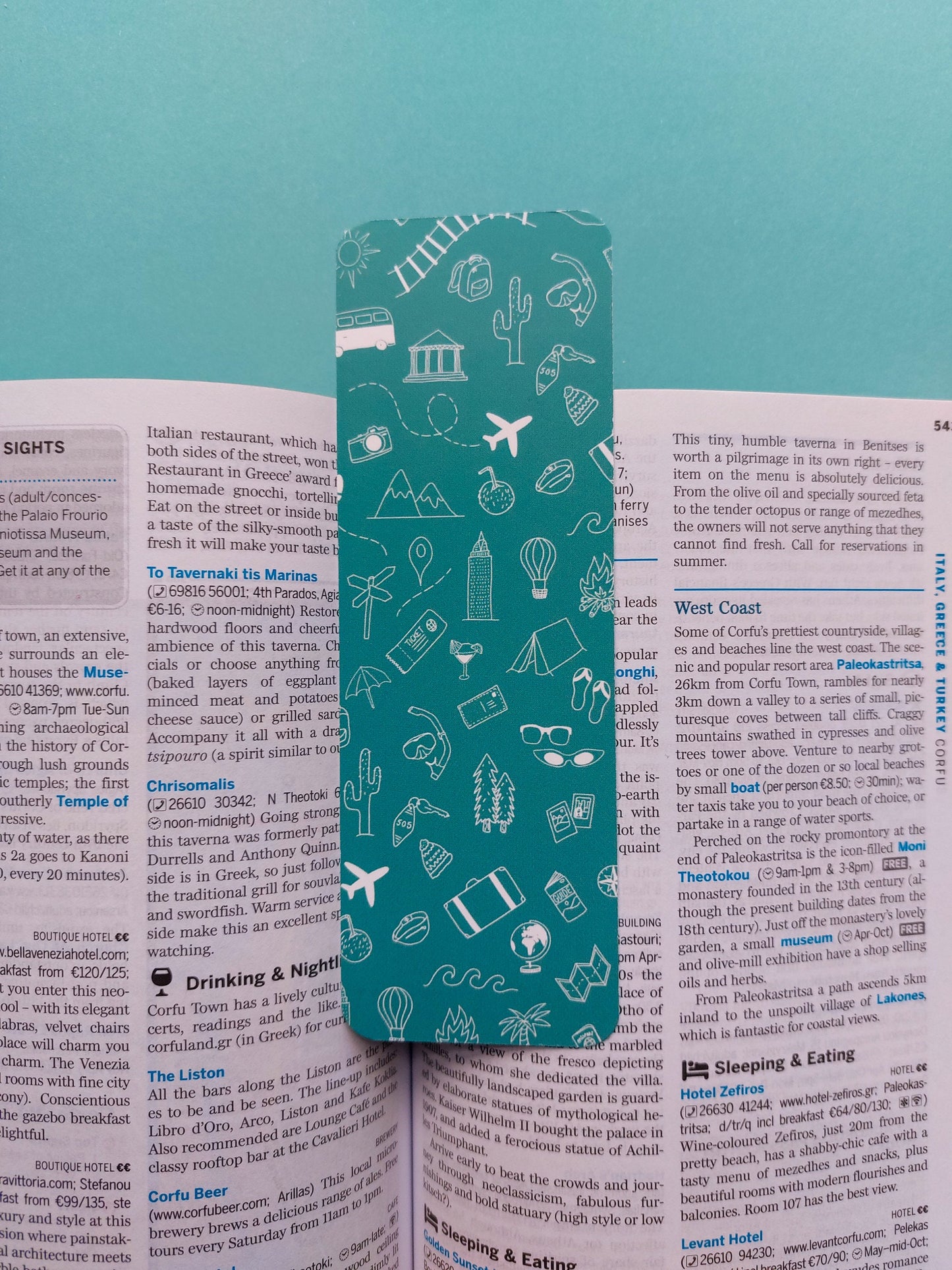 Teal Travel Bookmark