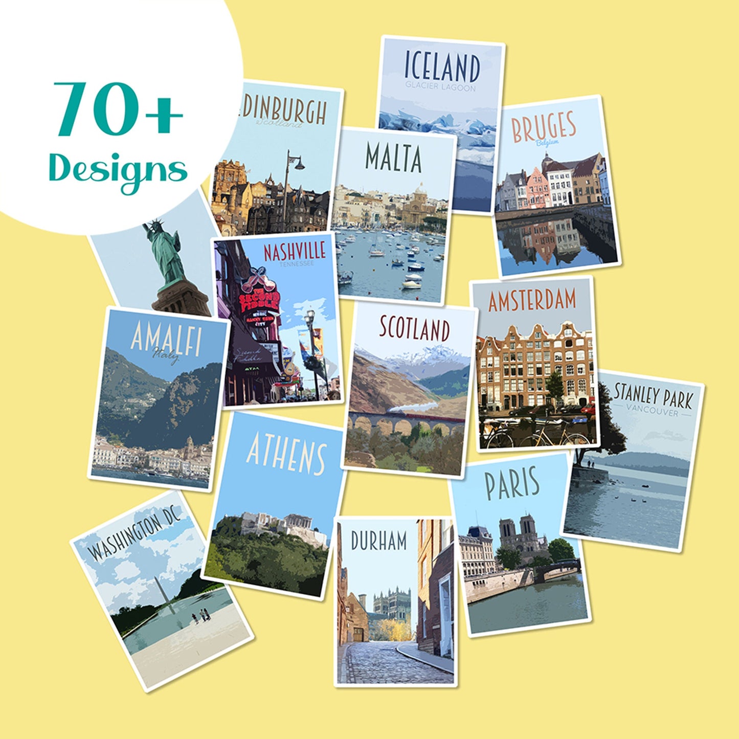 Travel Poster Stickers Pack