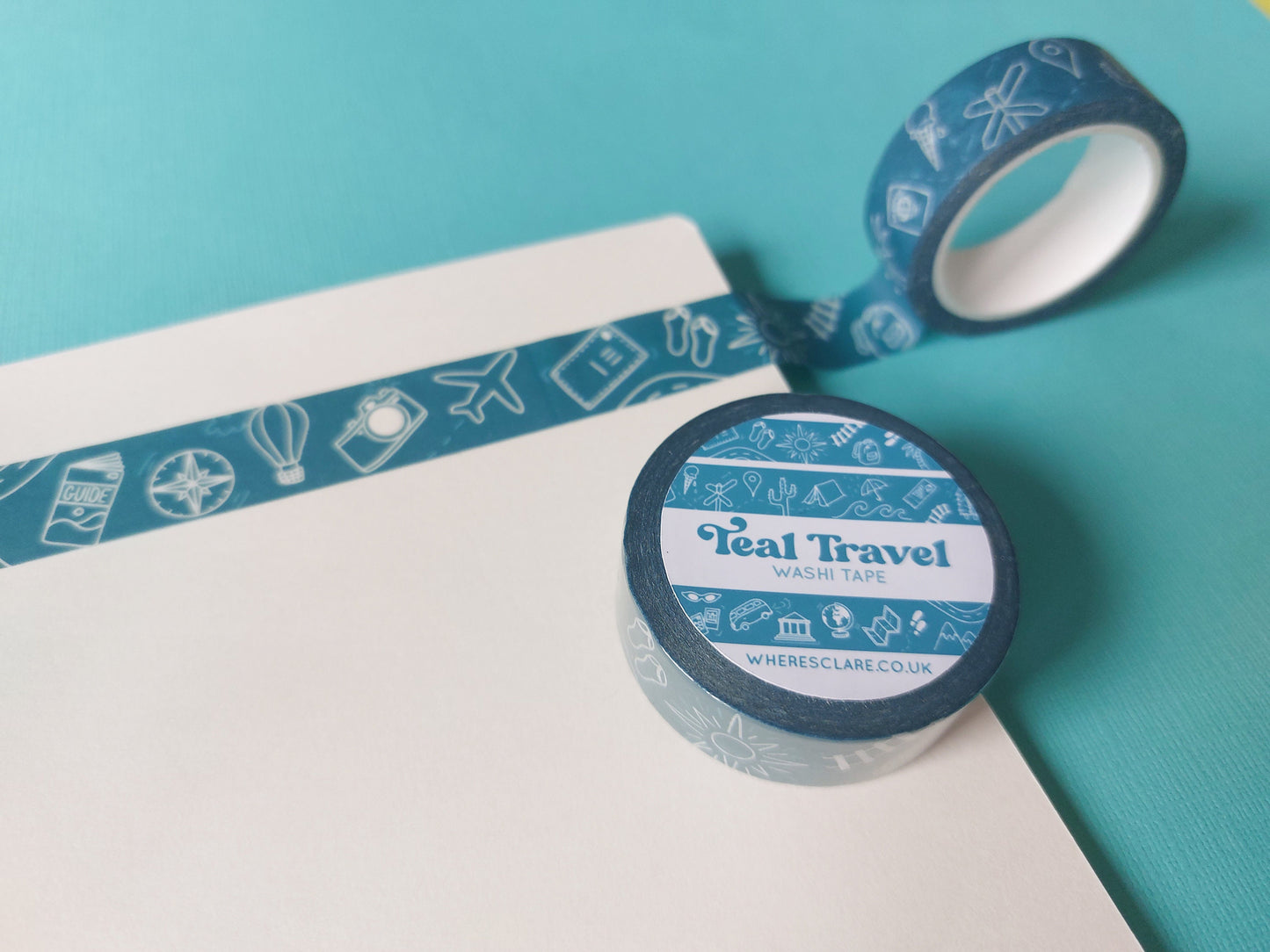 Teal Travel Washi Tape (10 metres)