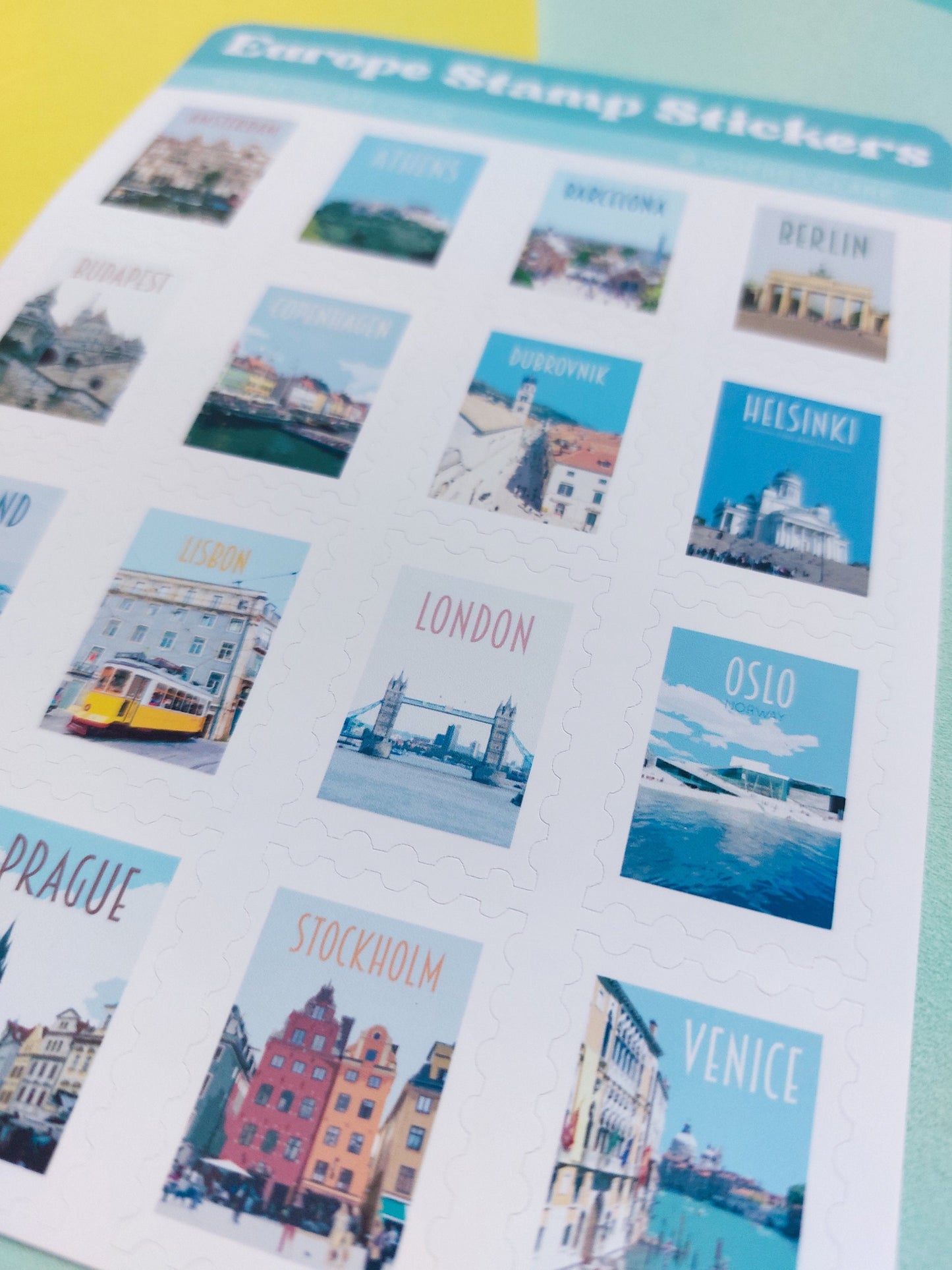 Europe Stamp Sticker Sheet