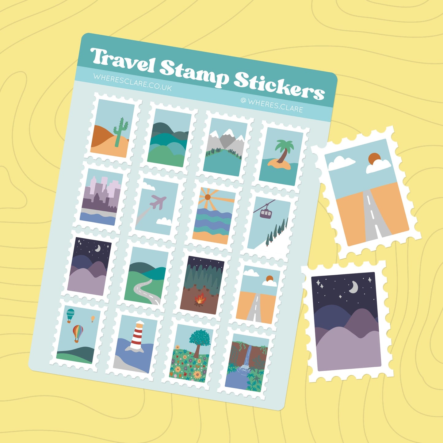 Travel Stamp Sticker Sheet