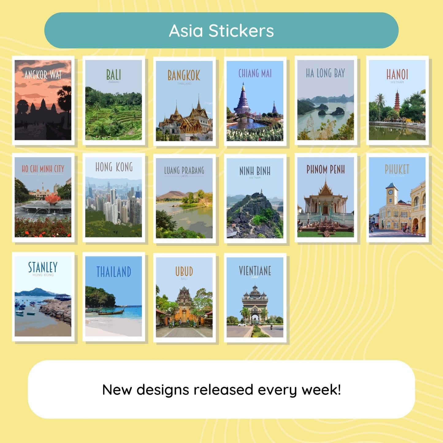 Travel Poster Stickers Pack