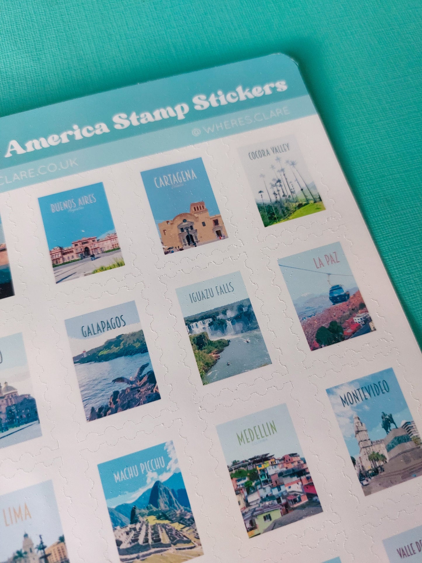 South America Stamp Sticker Sheet