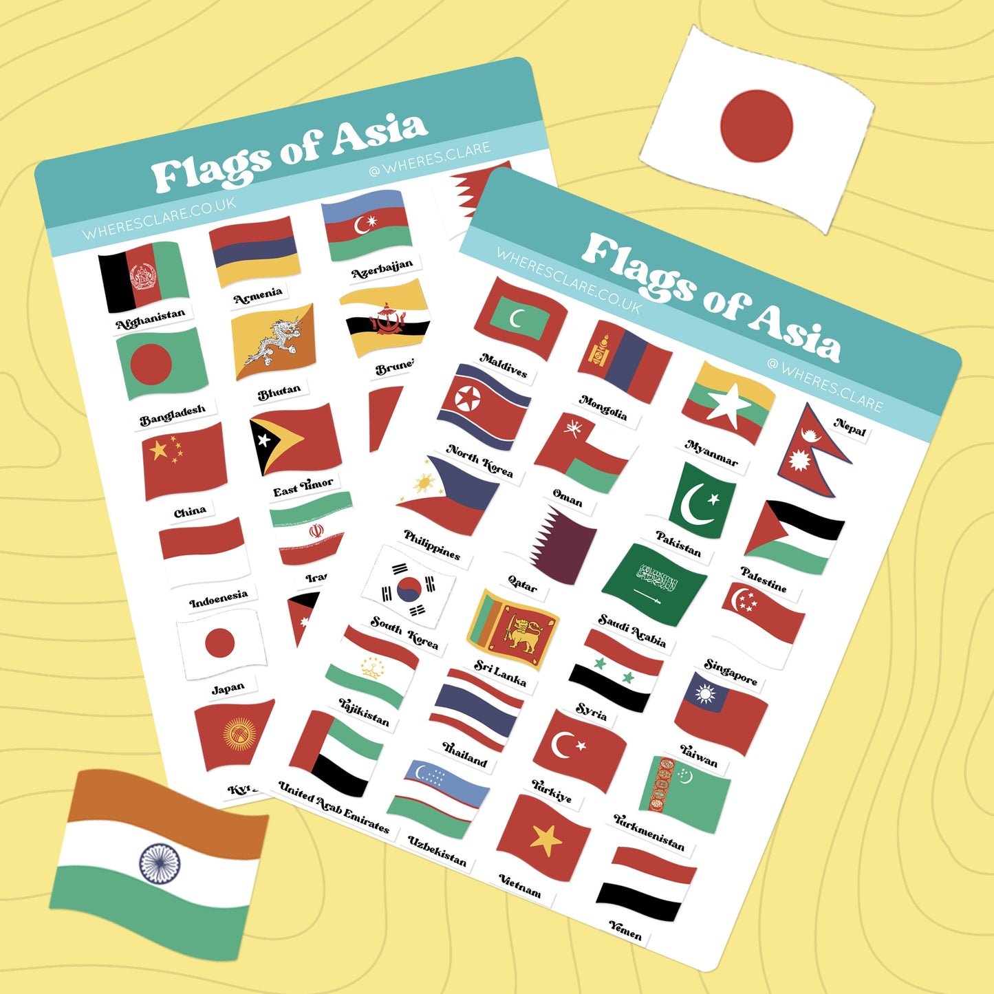 Asia Flag Stickers