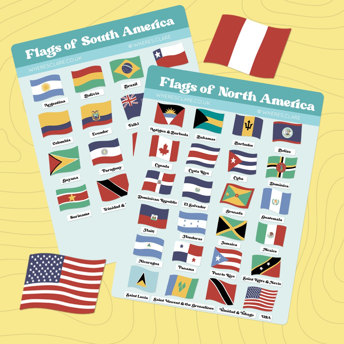 North and South America Flag stickers