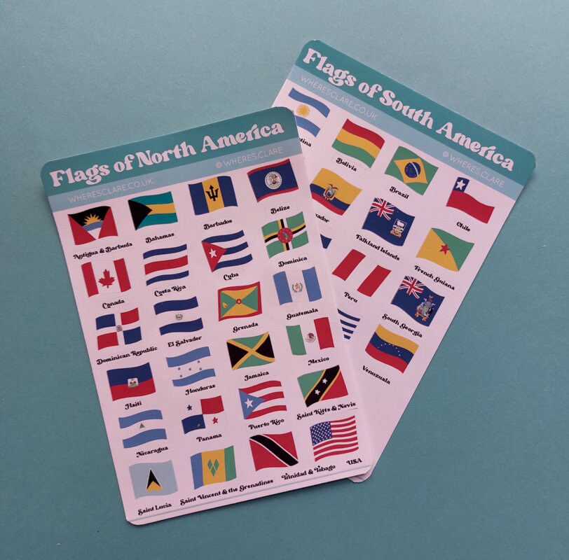 North and South America Flag stickers