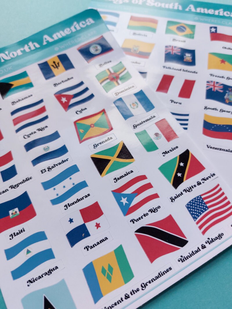 North and South America Flag stickers