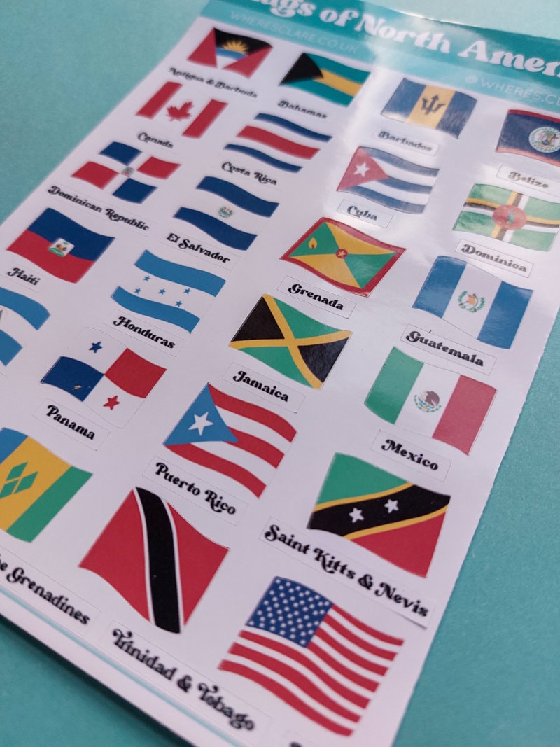 North and South America Flag stickers