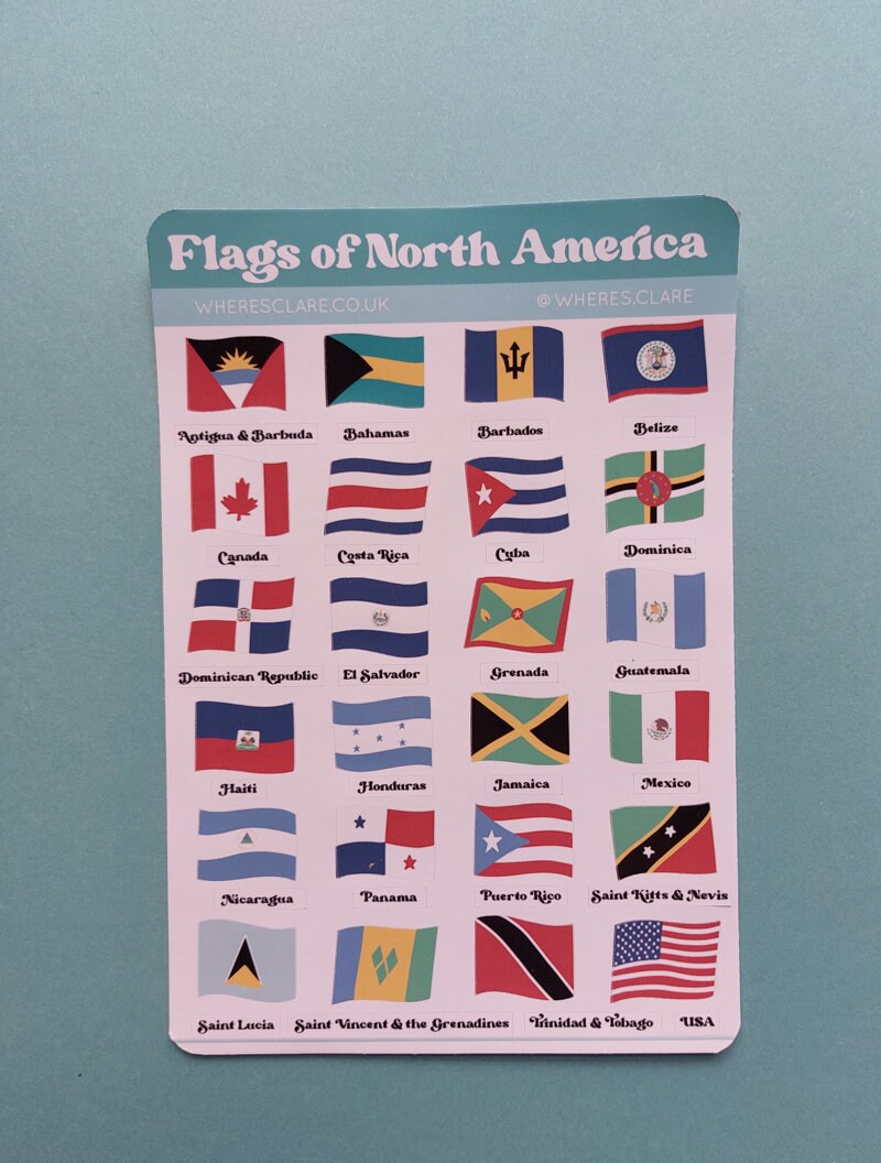 North and South America Flag stickers