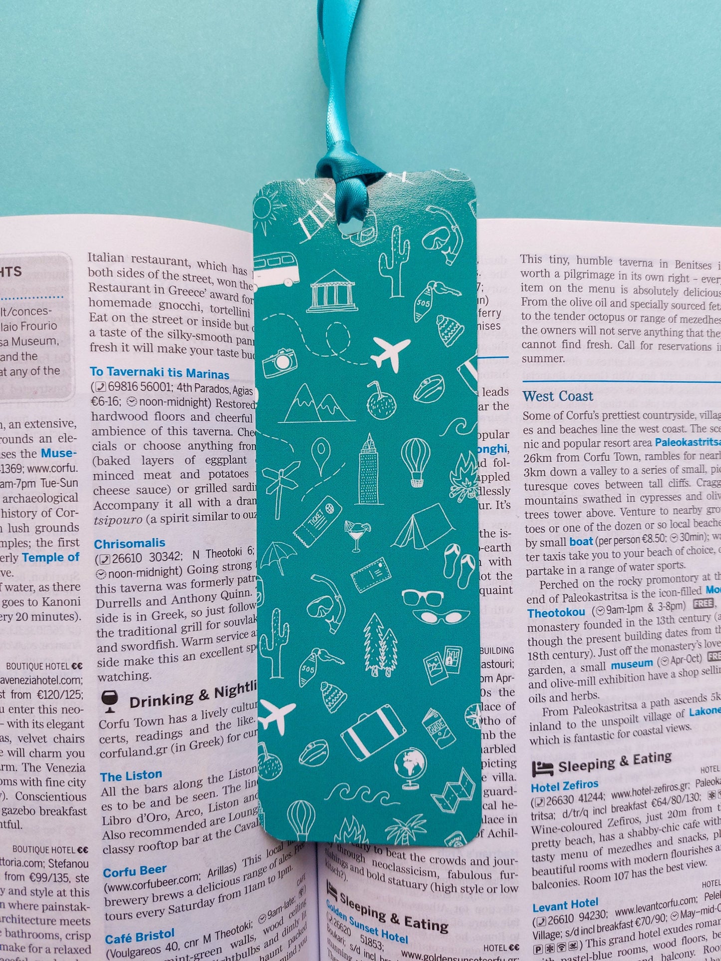 Teal Travel Bookmark