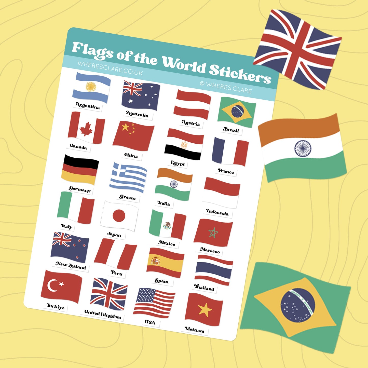 Flags of the World Sticker Sheet