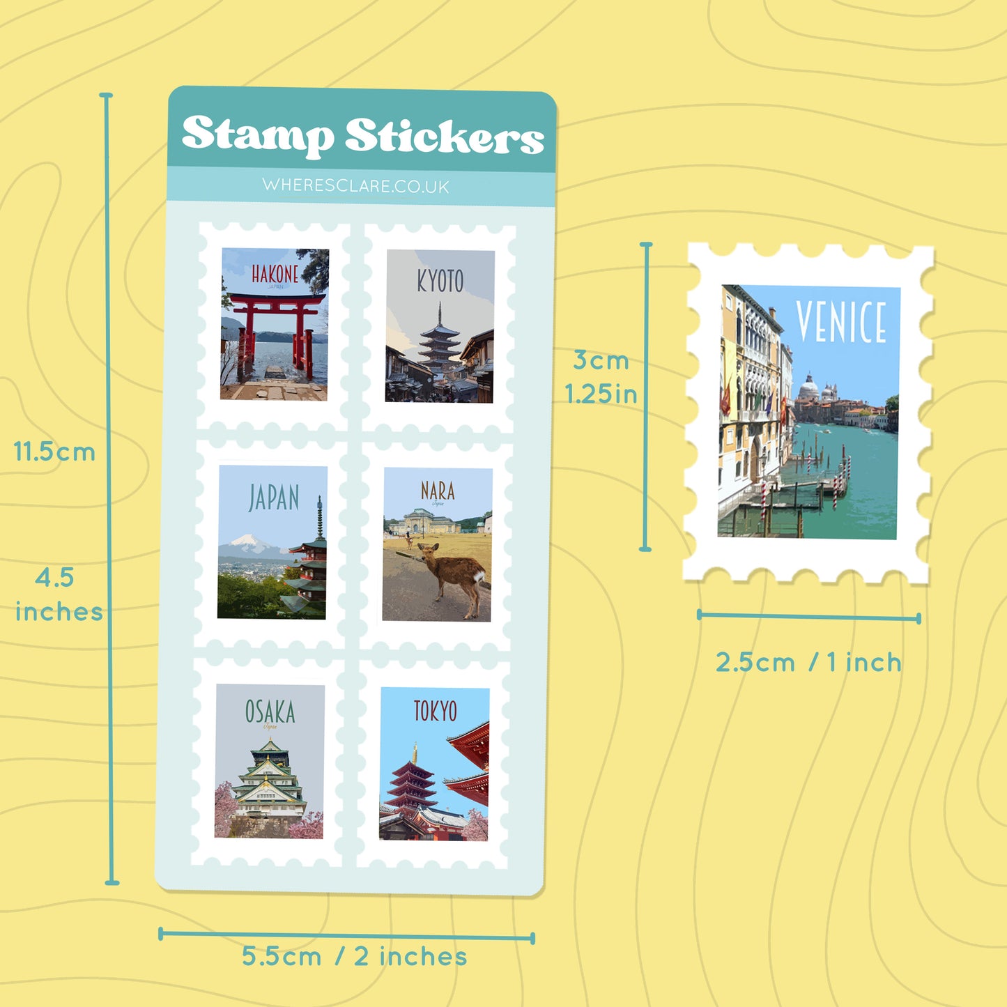 Japan Stamp Sticker Sheet