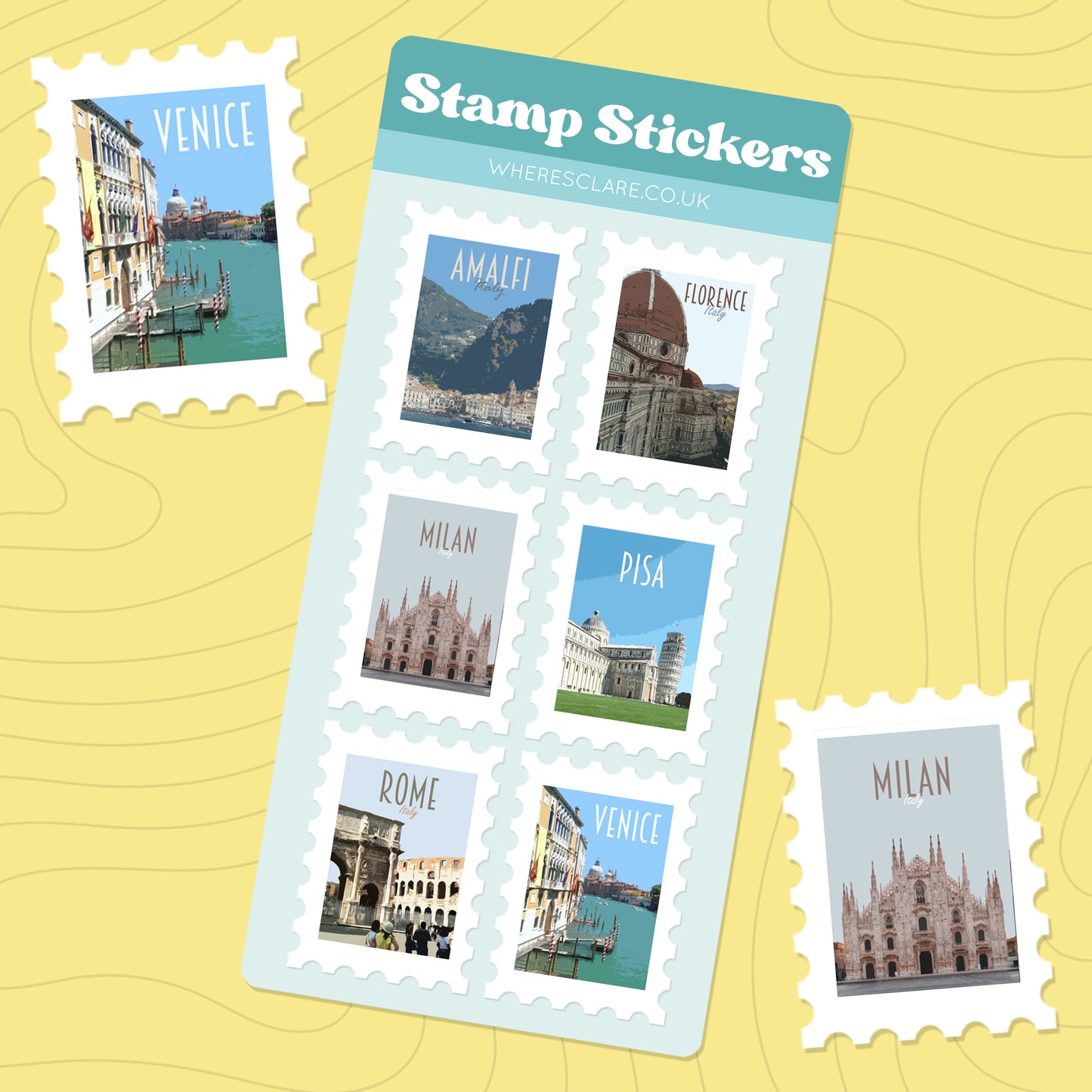 Italy Stamp Sticker Sheet