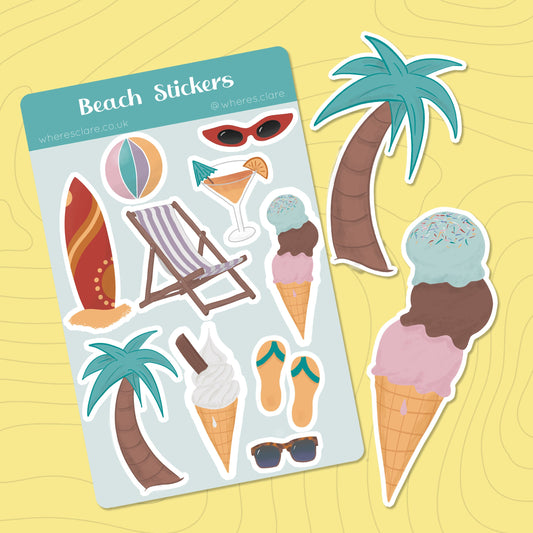 Travel Beach Sticker Sheet