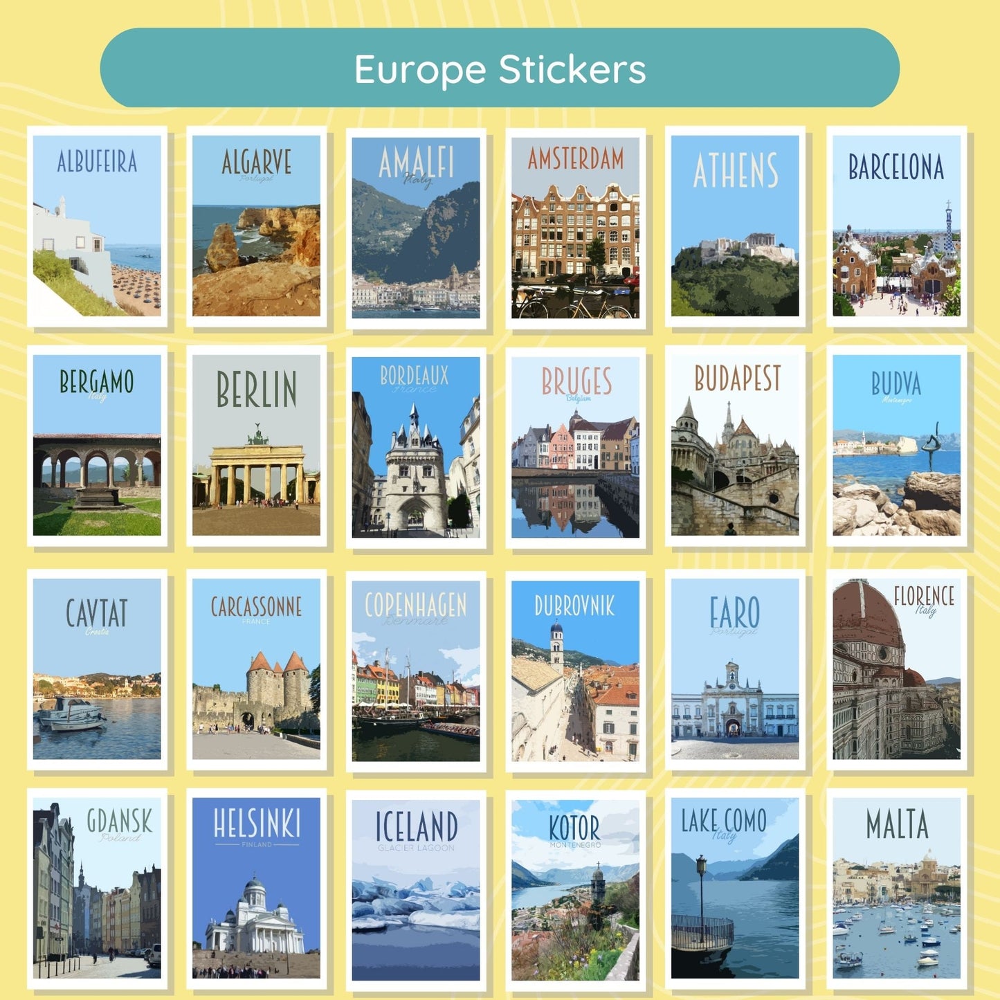 Travel Poster Stickers Pack