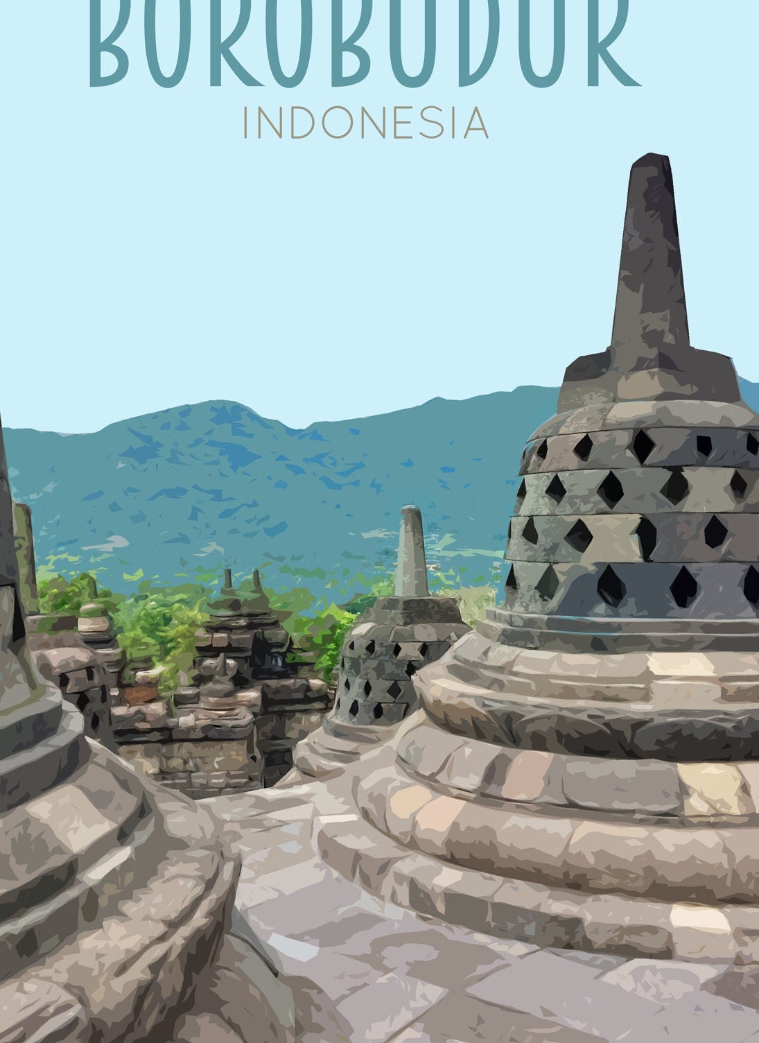 Borobudur Travel Poster