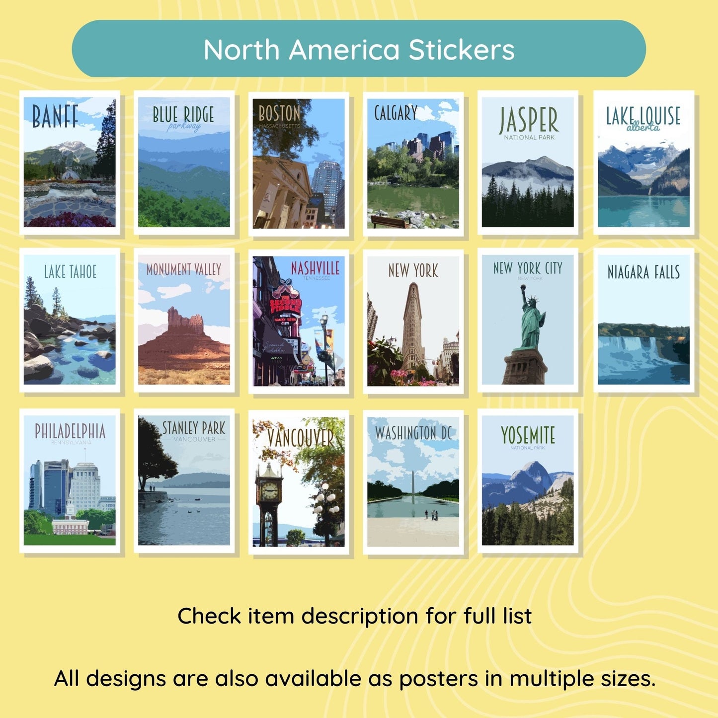 Travel Poster Stickers Pack