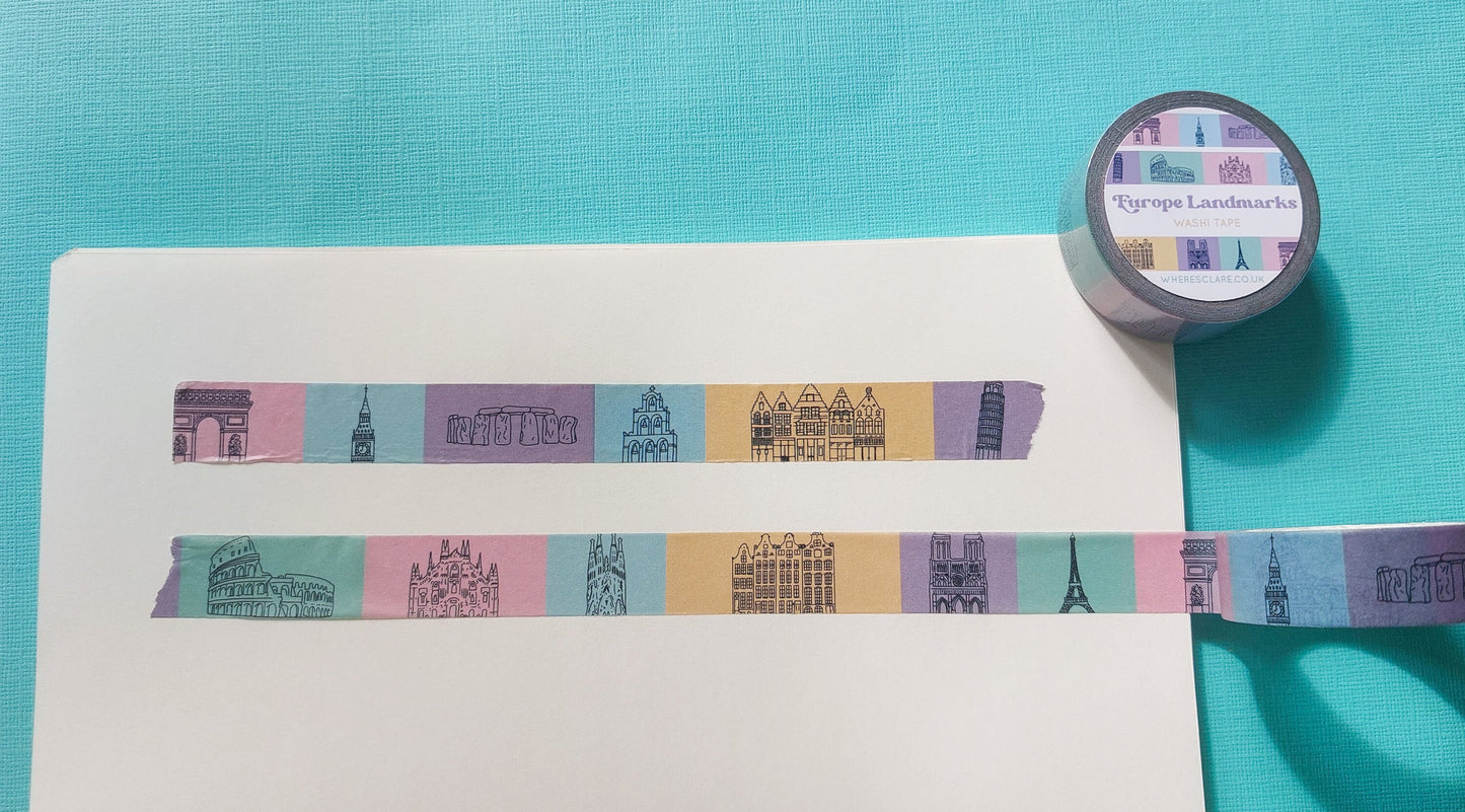 Europe Landmarks Washi Tape (10 metres)