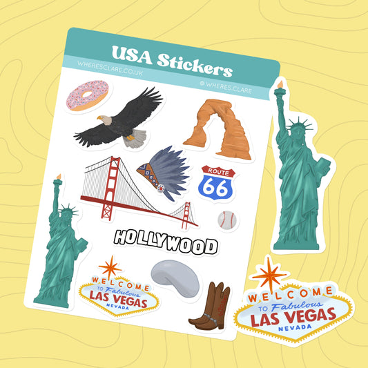 USA Travel Sticker Sheet