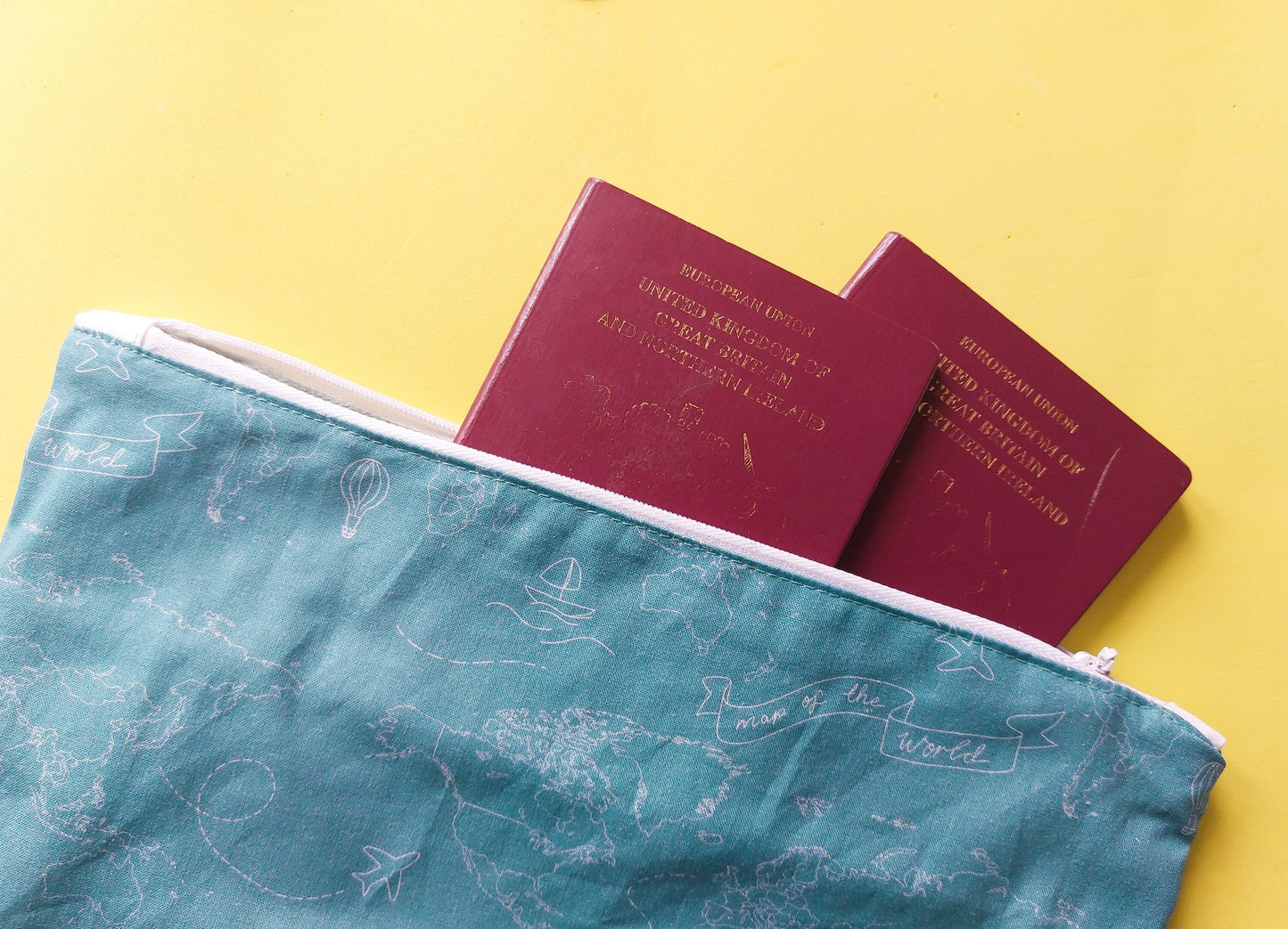 Fabric Travel Wallet - Map Print