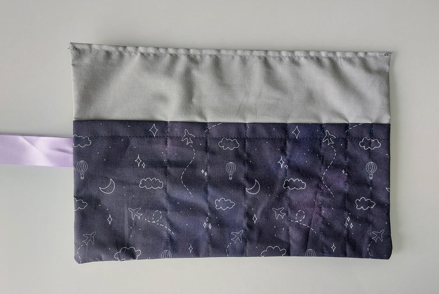 Fabric Roll-Up Make Up Bag - Purple