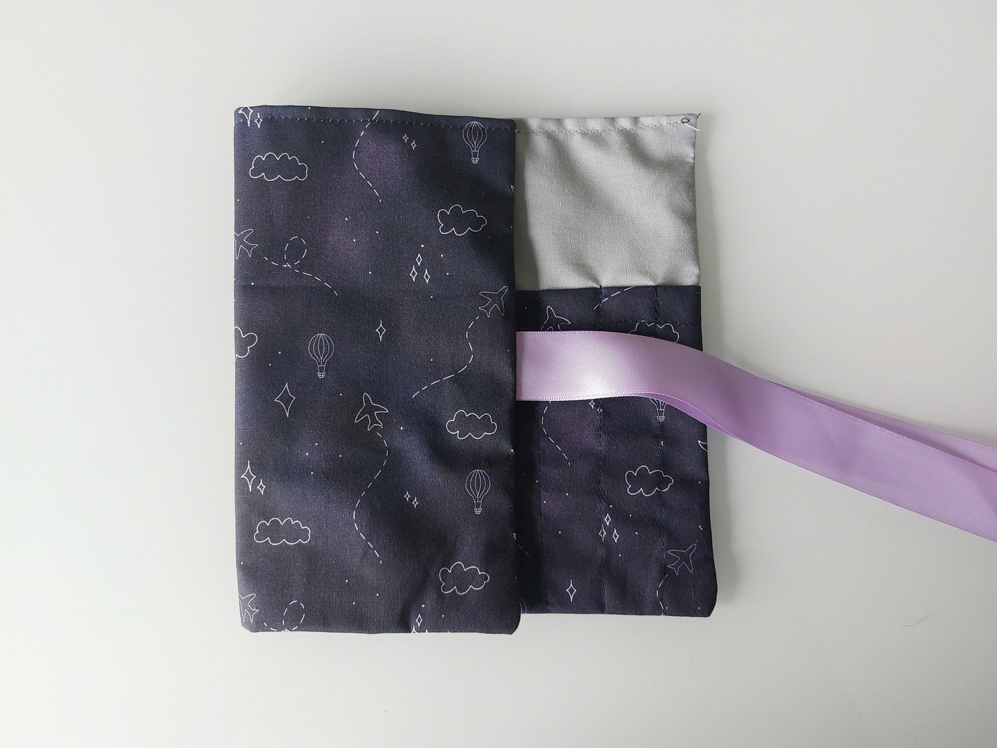 Fabric Roll-Up Make Up Bag - Purple