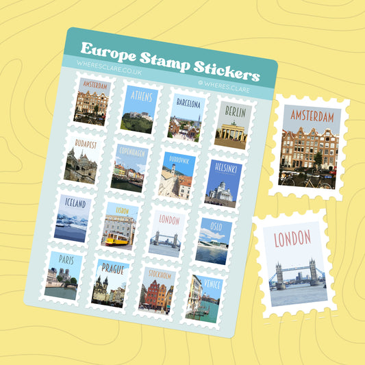 Europe Stamp Sticker Sheet