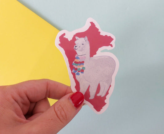 Peru Sticker with an Alpaca