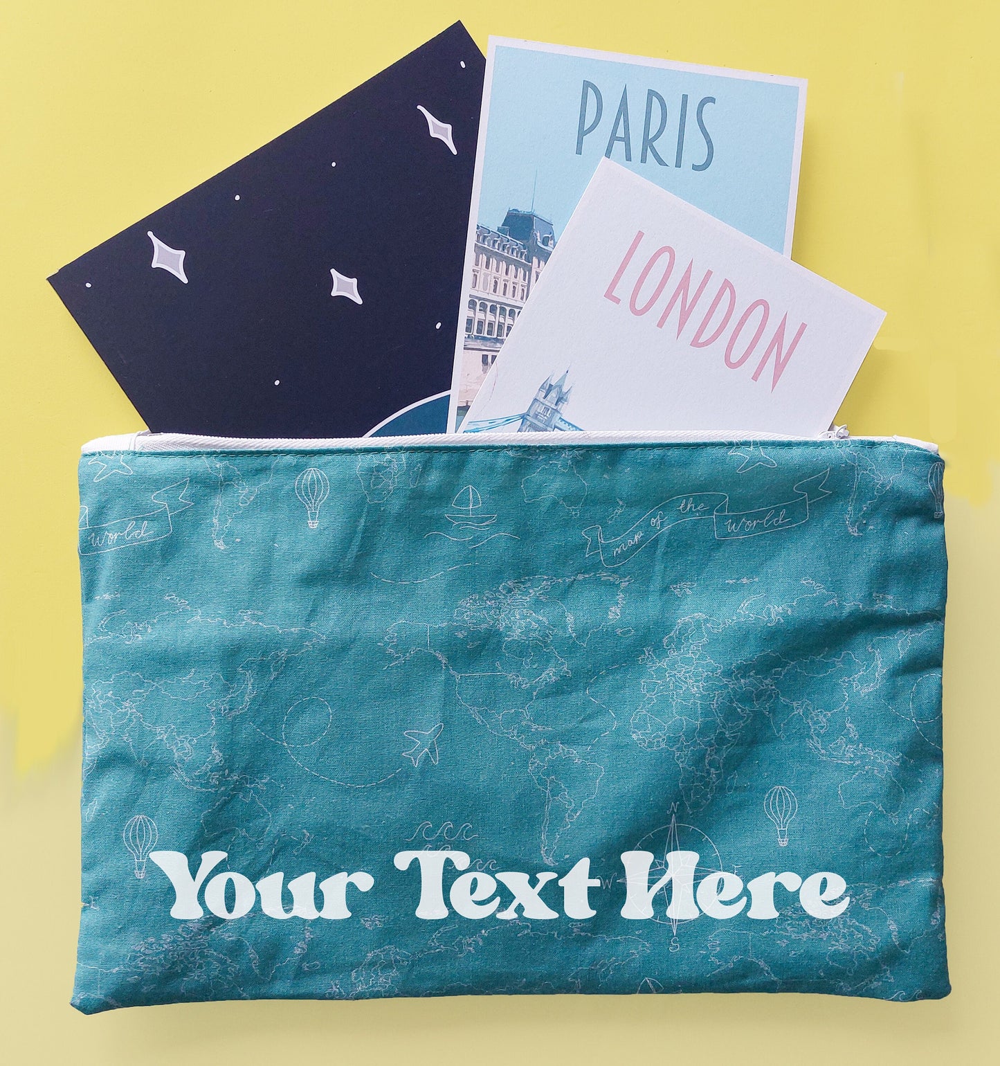 Fabric Travel Wallet - Map Print