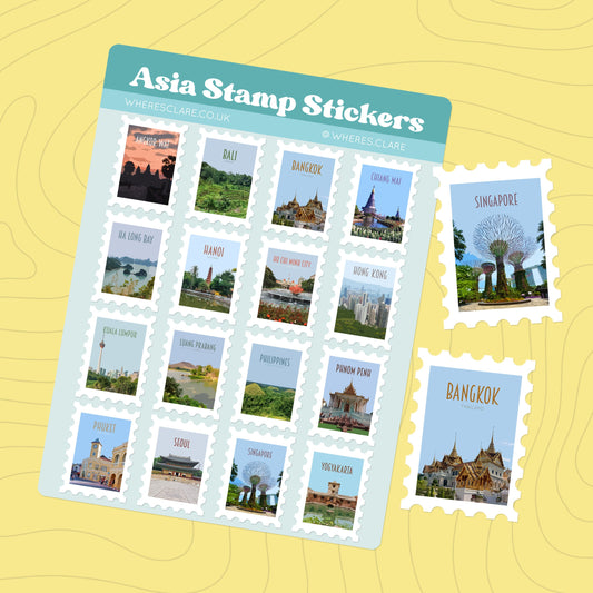 Asia Stamp Sticker Sheet