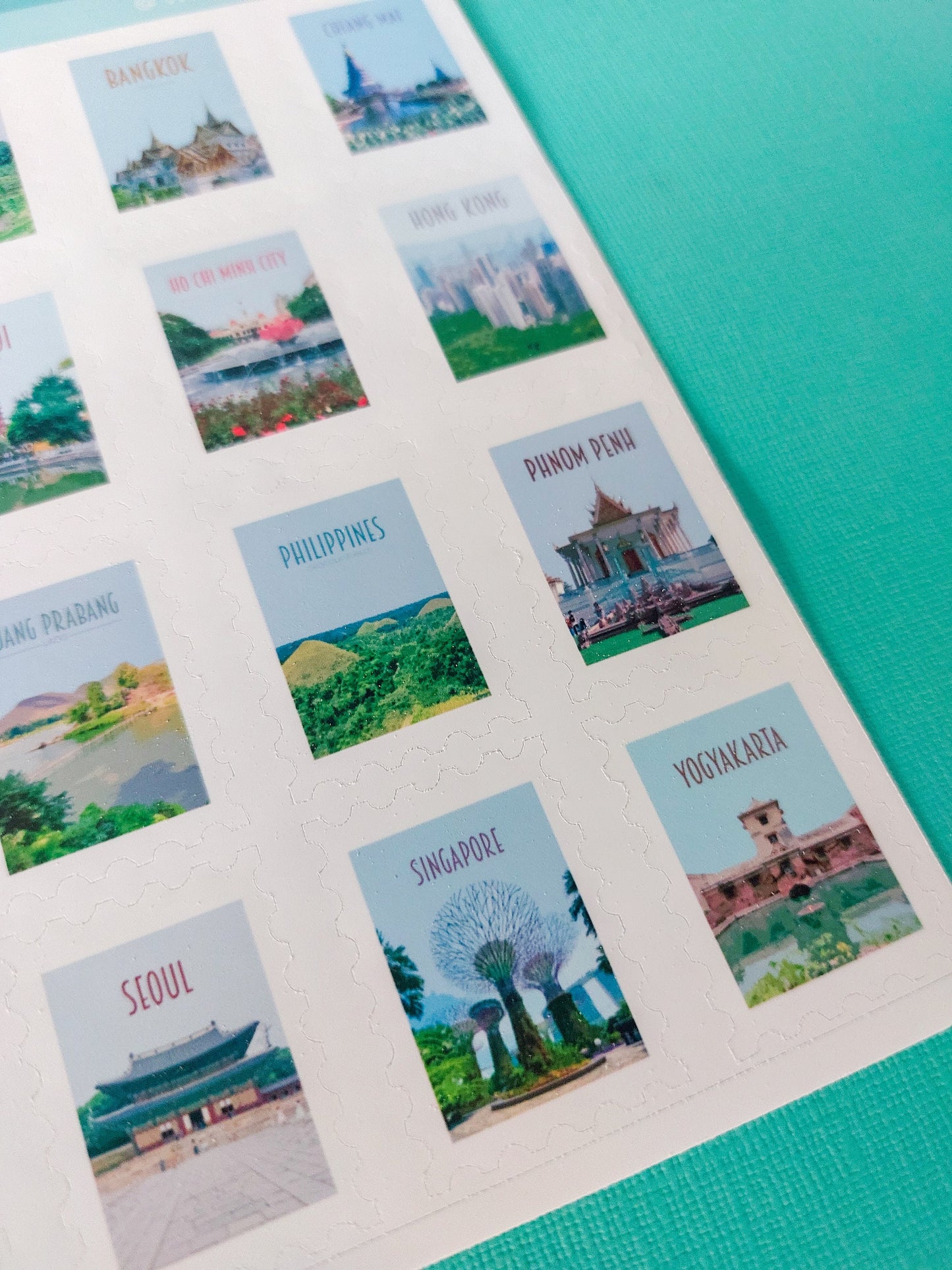 Asia Stamp Sticker Sheet