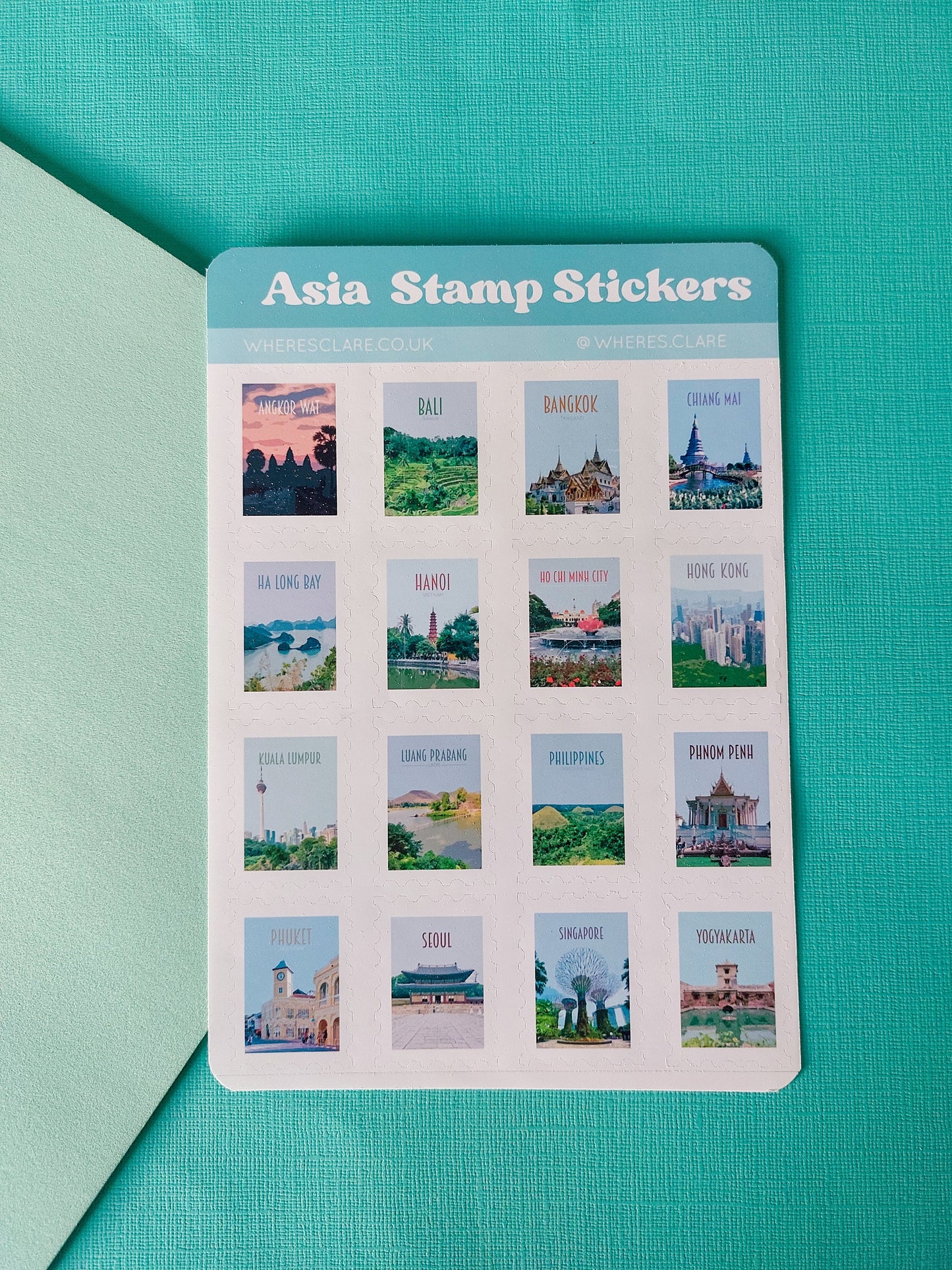 Asia Stamp Sticker Sheet